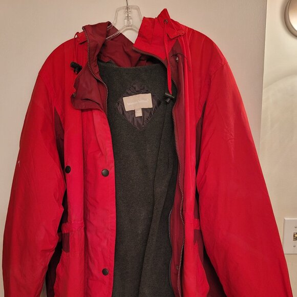 Woman Within Women’s Plus 26/28 (2X) Red Microfiber Parka Coat Zip Front Hooded - Picture 1 of 10